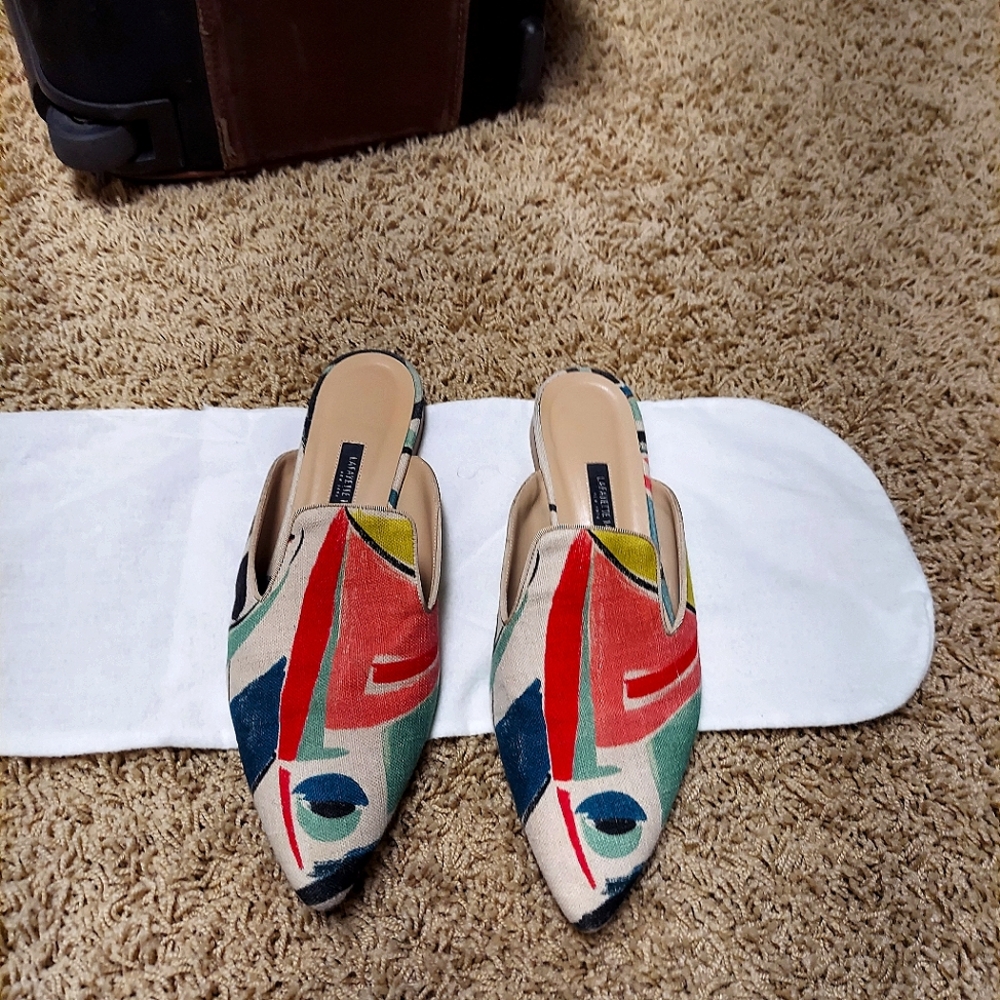 Lafayette 148 New York canvas abstract mules